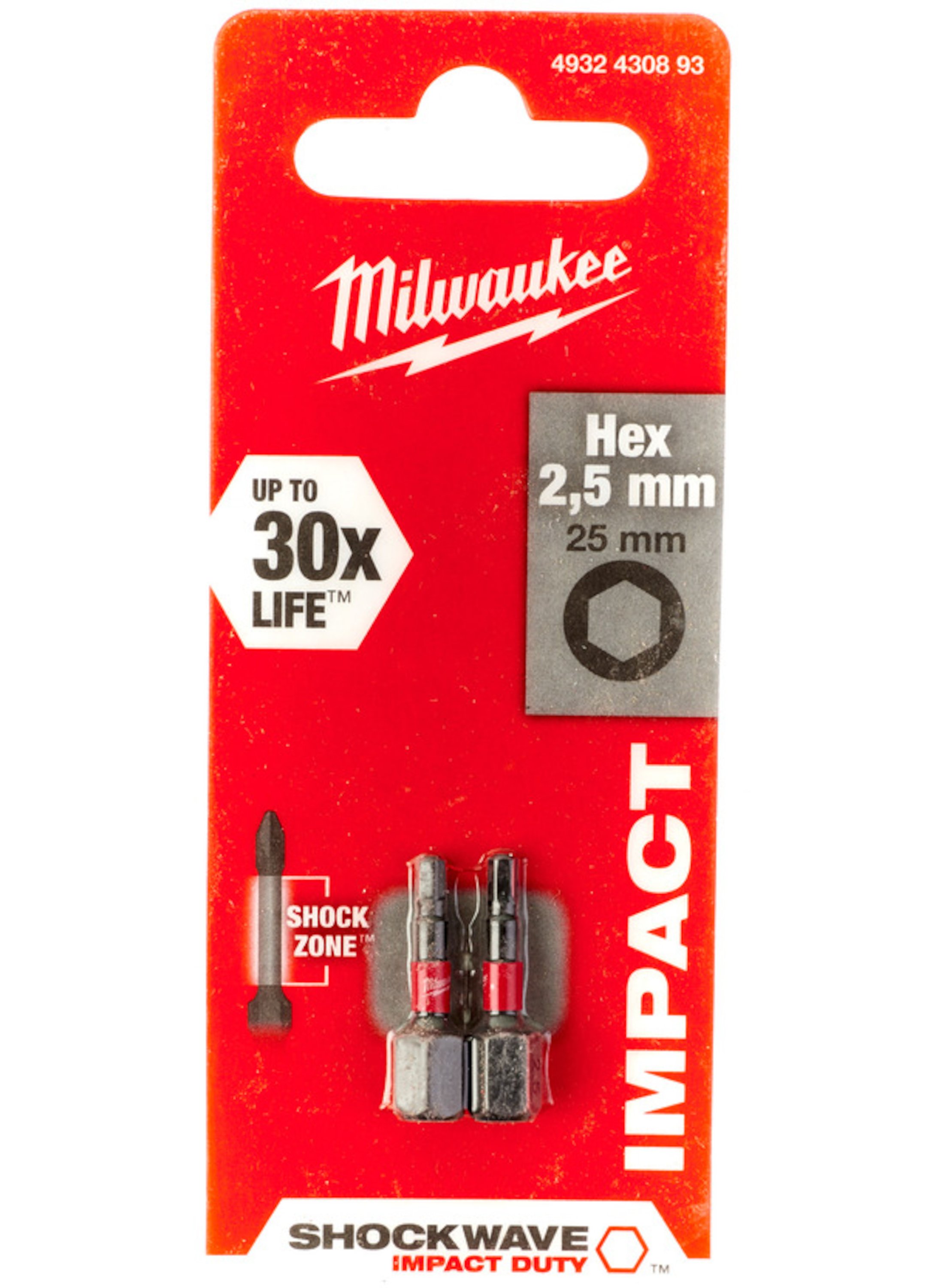 BİTS UÇ HEX2.5 25mm 2Lİ PKT SHOCKWAVE