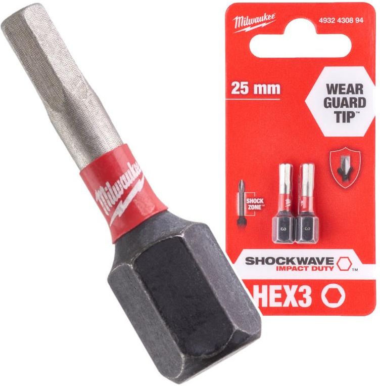 BİTS UÇ HEX3,0mm 25mm 2Lİ PKT SHOCKWAVE İMPACT