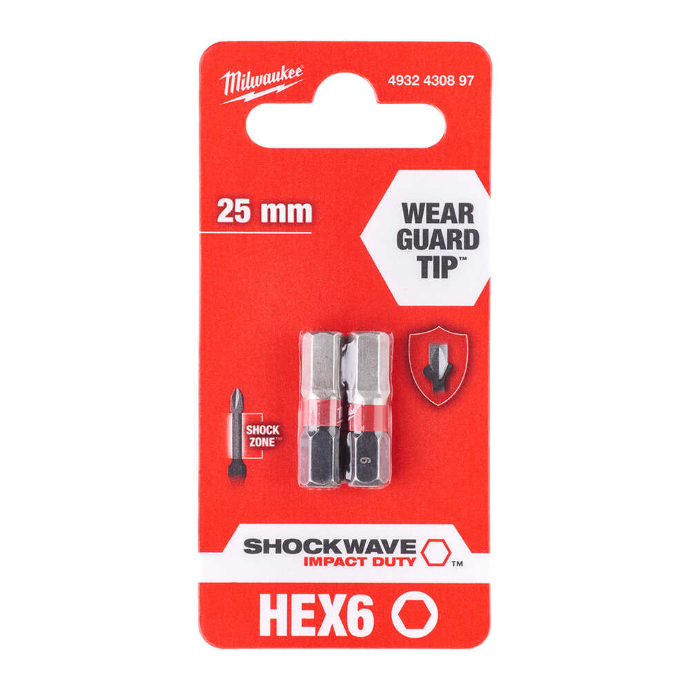 BİTS UÇ HEX6,0mm 25mm 2Lİ PKT SHOCKWAVE İMPACT