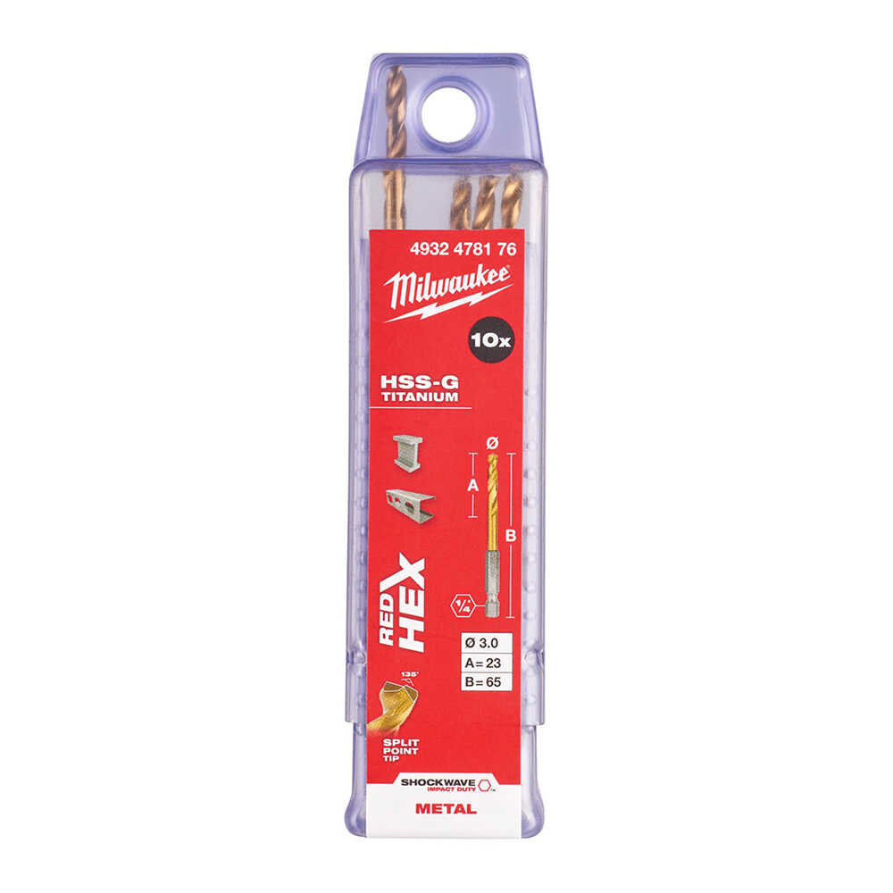 METAL MATKAP UCU HEX GİRİŞLİ HSS-G 3,0X65 mm 10'Lu Pkt