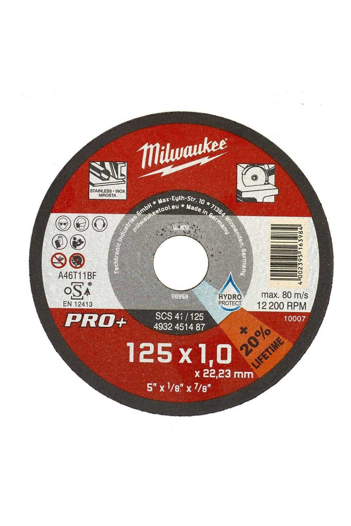 TAŞ METAL KESME INOX 125x22x1 1li PKT