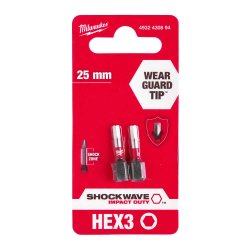 BİTS UÇ HEX3,0mm 25mm 2Lİ PKT SHOCKWAVE İMPACT